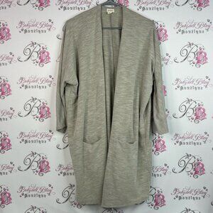 DONNI. Cardigan open front pockets beige Light Gray Women's Cardigan